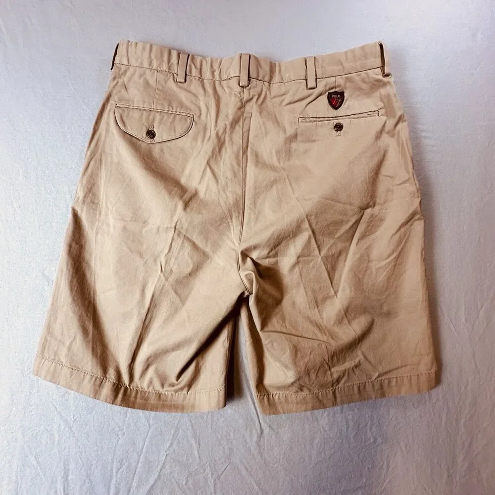 Polo Golf Ralph Lauren Fairway Shorts Men 36 Khaki Tan Pleated Cotton Ivy League